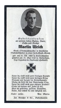 German deathcards of German soldiers who fell in Dordrecht during World War II.