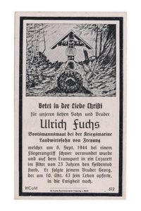 German deathcards of German soldiers who fell in Dordrecht during World War II.