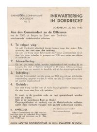 Document inkwartiering Dordrecht mei 1940.