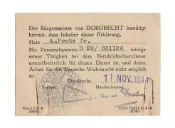 Vorläufiger Ruckstellungsschein en bijlage van de instructie voor het personeel van de luchtbeschermingsdienst