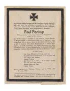 Sterbebrief (Death letter) Obergefreiter Paul Pentrup.