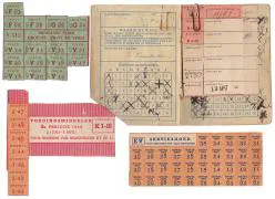 Distributiestamkaart en diverse bonvellen.