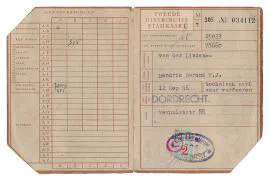 Distributiestamkaarten 2e model familie van der Linden - Dordrecht.