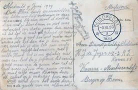 Veldpostkaart - Sliedrecht - Bergen op Zoom - 9 juni 1939