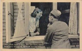 Field post card – A good neighbour is worth more than a far‑off friend – 16 April 1940