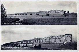 Veldpostkaart - Spoorbrug bij Moerdijk - Nieuwe Verkeersbrug bij Moerdijk - 12 april 1940