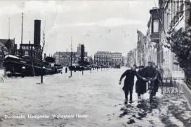 Veldpostkaart - Dordrecht, hoogwater Wolwevers haven - 12 februari 1940