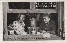 Veldpostkaart - Hij kan wel lachen zijn vrouwtje is hier - 11 mei 1940