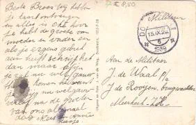 Veldpostkaart - Dordrecht muziektempel Krispijn - 15 september 1939