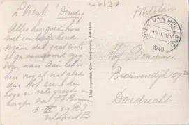 Veldpostkaart - Rotterdam, Standbeeld Erasmus - 10 januari 1940