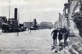 Dordrecht, Hoogwater Wolwevershaven - 12 februari 1940