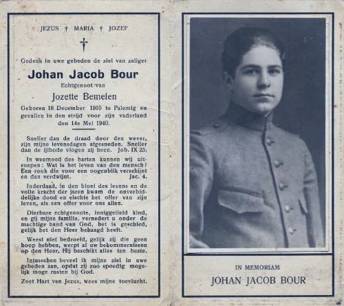Bidprentje van soldaat Bour